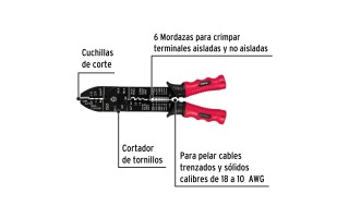 Pinza Pela Cables Pretul 22710 9'' 23cm 18 a 10 AWG Pinza Pela Cables Pretul 22710 9'' 23cm 18 a 10 AWG