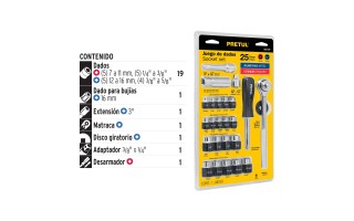 Llaves Tubo Pretul 23974 enc.1/4" enc.3/8" 25pzs Llaves Tubo Pretul 23974 enc.1/4" enc.3/8" 25pzs