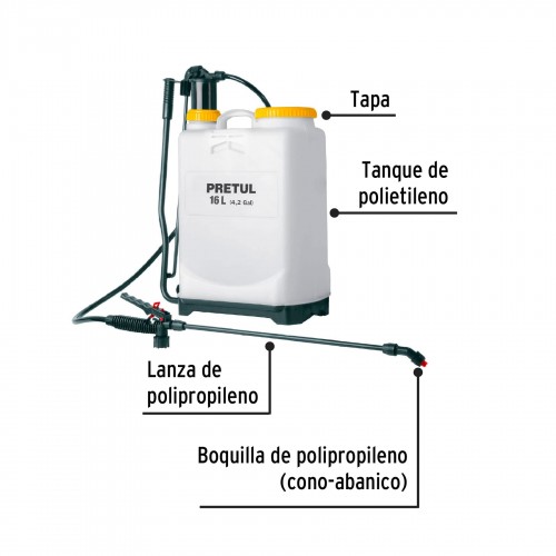 Fumigador Pulverizador Pretul 24584 Mochila 16L