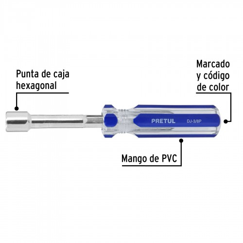 Destornillador Tubo Hexagonal Pretul 29991 3/8"