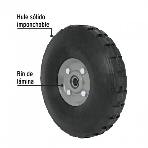 Rueda para Carretilla Pretul 45035 10'' Maciza 5/8''