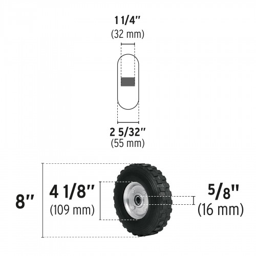 Rueda para Carretilla Pretul 45485 8'' Maciza 5/8''