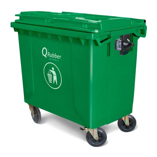 Basurero Qrubber CB1100 Plástico 1100L Verde