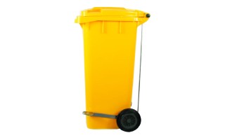 Basurero Qrubber CB120 Plástico Pedal 120L Amarillo