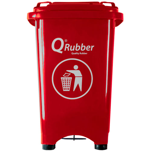 Basurero Qrubber CB50 Plástico Pedal 50L Rojo