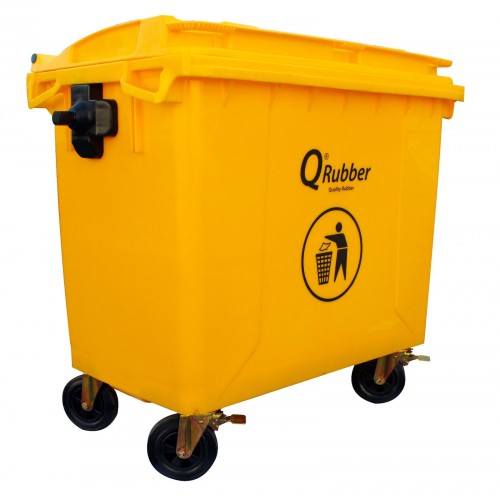 Basurero Qrubber 660L con Ruedas Amarillo