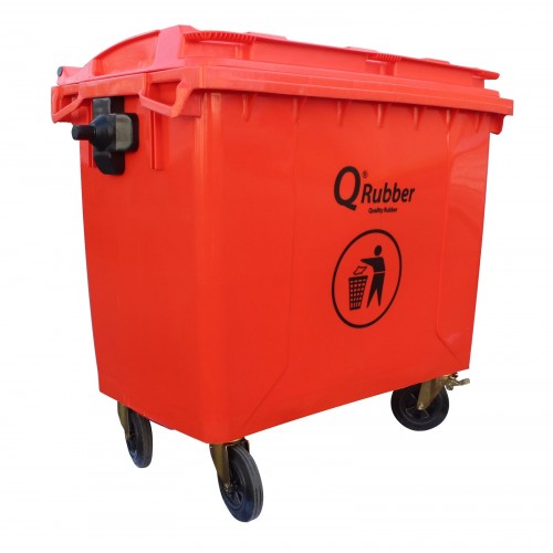 Basurero Qrubber 660L con Ruedas Rojo