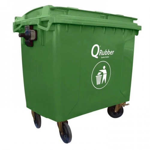 Basurero Qrubber 660L con Ruedas Verde