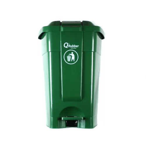 Basurero Qrubber Plástico Tapa Pedal 70L Verde