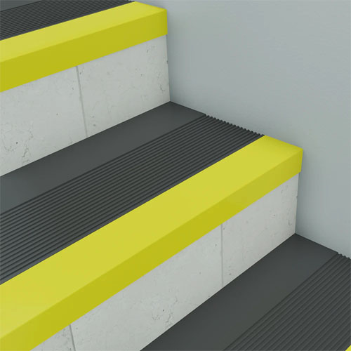 Grada para Escaleras Qrubber 120cm Estriada Gris/Ama