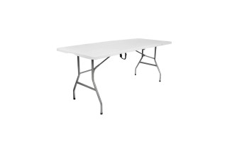 Mesa Plegable Qrubber Plástico y Metal Blanco 180x76cm Mesa Plegable Qrubber Plástico y Metal Blanco 180x76cm