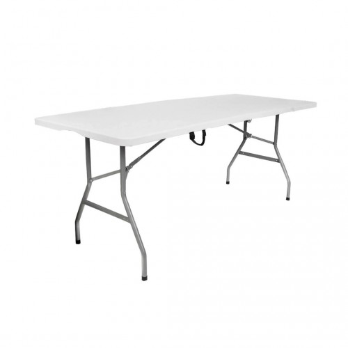 Mesa Plegable Qrubber Plástico y Metal Blanco 180x76cm