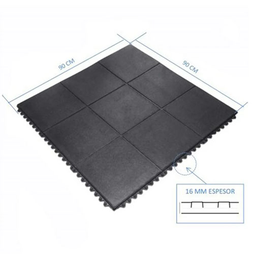 Baldosa de Caucho Qrubber PAP90UNEG 16mm 90x90cm Negro