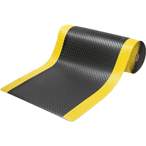 Piso de Seguridad Qrubber PVC 90cmx10m Negro y Amarillo