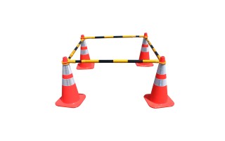 Barra Extensible para Conos de Precaucion Qrubber 130-210cm Amarillo y Negro Barra Extensible para Conos de Precaucion Qrubber 130-210cm Amarillo y Negro