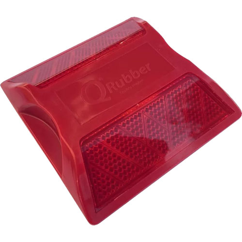 Tacha Reflectiva Qrubber Doble 10x10x2cm Rojo