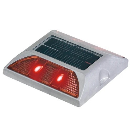 Tacha Solar Qrubber Doble LED 12x10x2cm Rojo