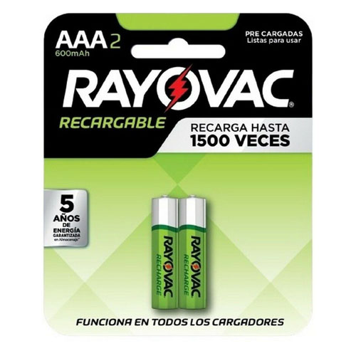 Pilas Recargables Rayovac AAA 600mAh x2u