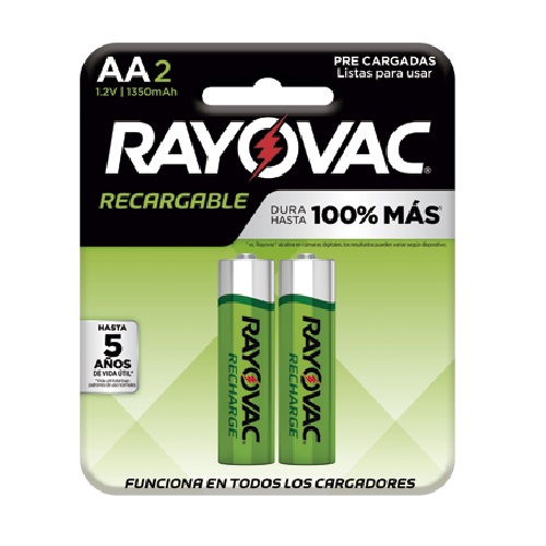 Pilas Recargables Rayovac AA 1350mAh x2u