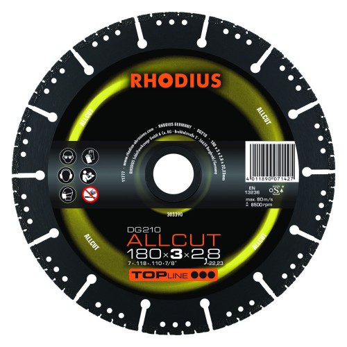 Disco de Corte Multimaterial Rhodius DG210 ALLCUT 180mm