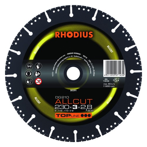 Disco de Corte Multimaterial Rhodius DG210 ALLCUT 230mm