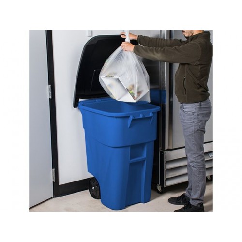 Basurero Rubbermaid Brute Tapa y Ruedas 189L Azul