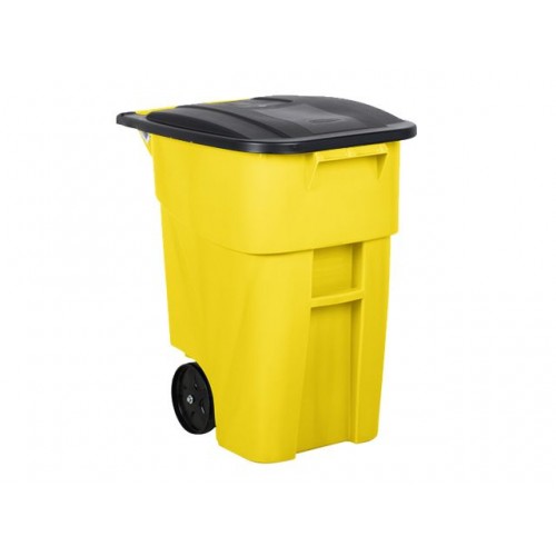 Basurero Rubbermaid Brute Tapa y Ruedas 189L Amarillo