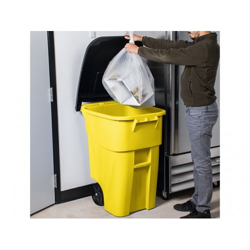 Basurero Rubbermaid Brute Tapa y Ruedas 189L Amarillo