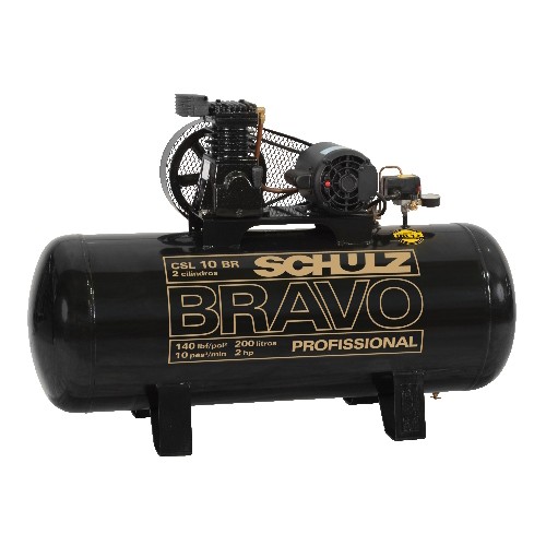 Compresor de Aire Schulz Bravo CSL10BR 200L 140psi 2HP Trif.