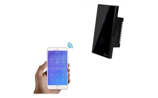 Interruptor Inteligente WiFi Sonoff T3US2C 2 Botones Negro Interruptor Inteligente WiFi Sonoff T3US2C 2 Botones Negro