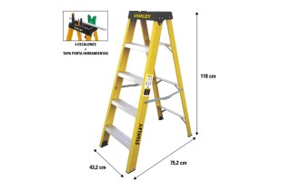 Escalera Tijera Stanley XLD Fibra de Vidrio 4pel. 1,18m