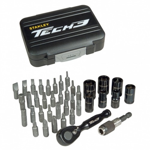 Llaves Tubo y Puntas Motos Stanley Tech3 enc.1/4" 39pzs