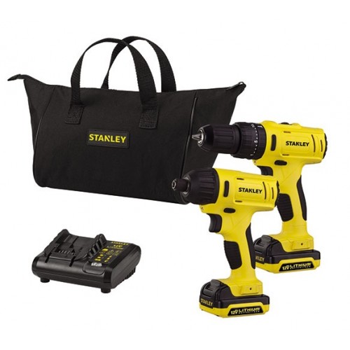 Taladro a Batería + Atornillador de Impacto Stanley  12V con Bolson