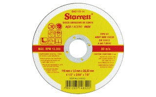 Disco de Corte Acero Inox Starrett 115mm x 1mm Disco de Corte Acero Inox Starrett 115mm x 1mm