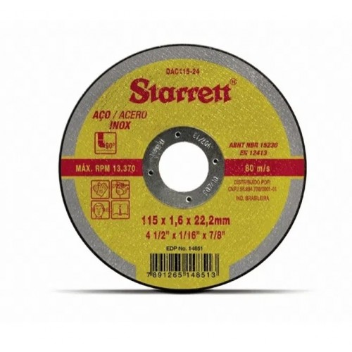 Disco de Corte Acero Inox Starrett Exact 115mm x 1,6mm