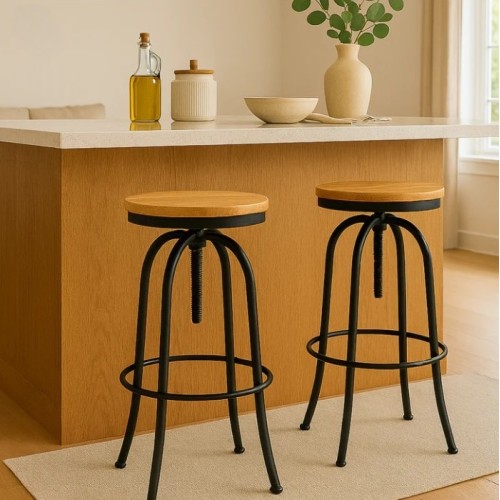 Silla de Bar Tenyale Regulable Metal y Madera