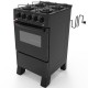 Cocina a Gas Tokyo Dallas Glass 4 Hornallas Negro