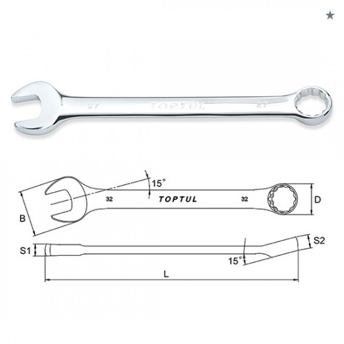 Llave Combinada Plana Toptul AAAB 14mm