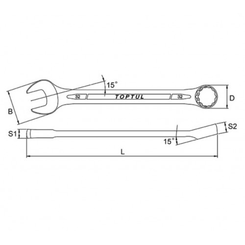 Llave Combinada Plana Toptul AAAB 28mm