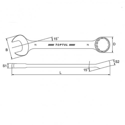 Llave Combinada Plana Toptul AAEB 60mm