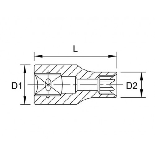 Llave Tubo Torx Hembra Toptul BAED enc.1/2" E20