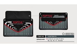 Llaves Hex. Allen Toptul GPAQ mm 14pzs 2-19mm Llaves Hex. Allen Toptul GPAQ mm 14pzs 2-19mm