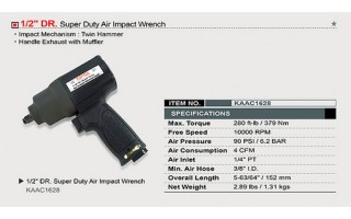 Llave de Impacto Neumática Toptul KAAC enc.1/2" 379Nm