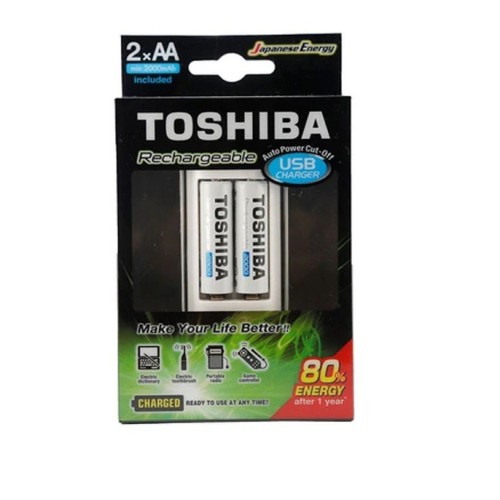 Pilas Recargables Toshiba Ni-MH 594762 AA x2u +Cargador