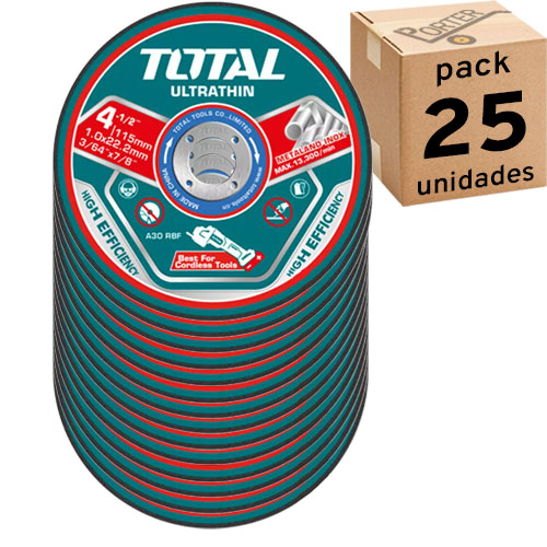 Disco de Corte Metal Total TAC11011525 115mm x 1mm x25u