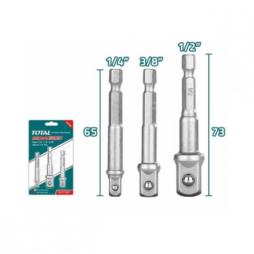 Adaptadores Total TAC273651 hex.1/4'' 3/8" 1/2" 3pzs