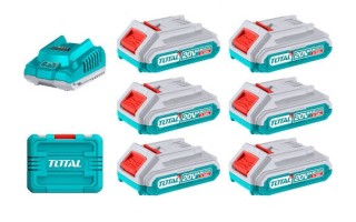 Cargador y Baterías Total TFBCLI20611 20V 2.0Ah 7pzs Cargador y Baterías Total TFBCLI20611 20V 2.0Ah 7pzs