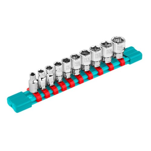 Llaves Tubo Hex. Total THT1411023 enc.1/4'' 10pzs 5-14mm