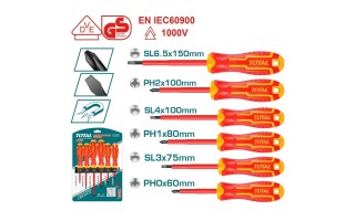 Destornilladores Aislados Total THTIS566 1000V 6pzs Destornilladores Aislados Total THTIS566 1000V 6pzs