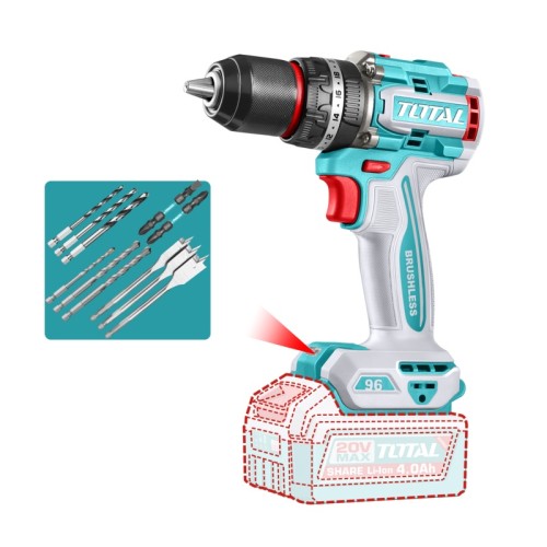 Taladro Percutor a Batería Total TIDLI 13mm 20V SIN BAT